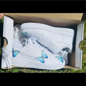 Blue Butterfly Air Force 1s